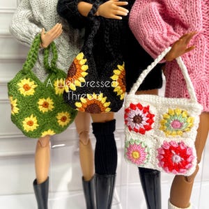 11,5 zoll gehäkelte Miniatur Geldbörse, Tasche für Blythe Rainbow High Barbie, 1:6 Häkeltasche