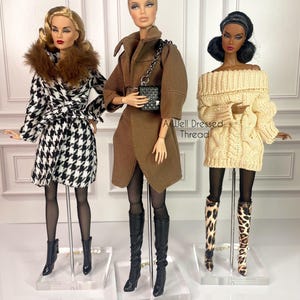 Doll Coat, Doll Sweater Dress, Doll Boots, Fashion Doll clothes,  11.5&quot; doll, 11.5&quot; doll, 12&quot; doll, Integrity Doll Clothes, Doll Clothes