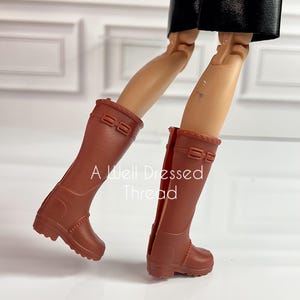 Doll Brown Boots with faux buckle: Fashion Shoes for 11.5 inch Dolls