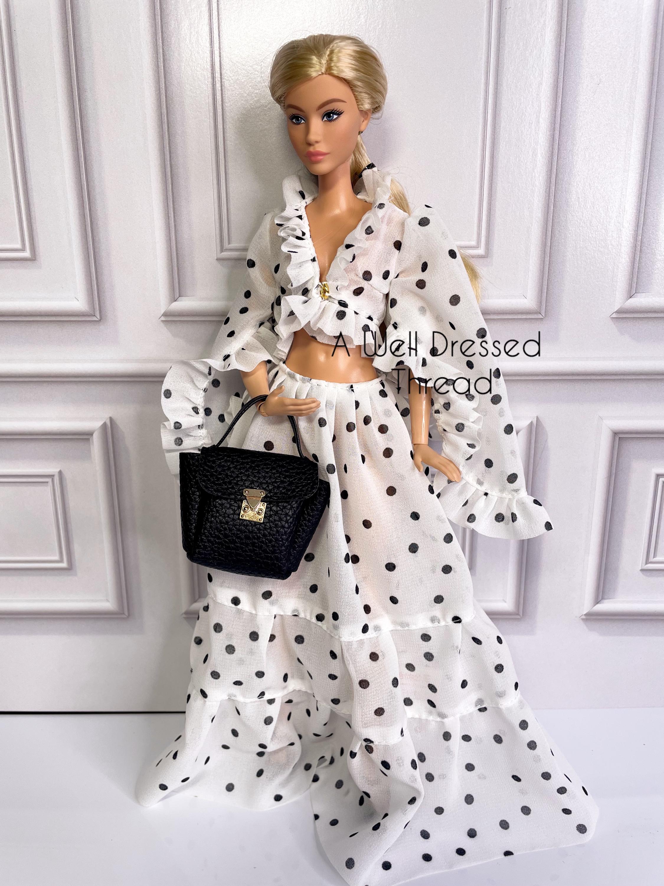 Black And White Lace Polka Dot Tutu Dress For 11.5" Dolls - Fits Barbie, 1/6 Scale - Handmade Baby Doll Clothes 14 Inch Black And White Lace Polka Dot Tutu Dress For 11.5" Dolls - Fits Barbie, 1/6 Scale - Handmade Baby Doll Clothes 14 Inch