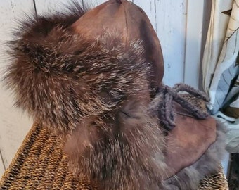 Mongolian Russian Norse Fur Hat With Ear Flaps & Fur Down | Etsy