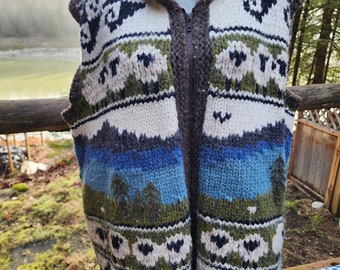 Handknit unique unisex plus size Buffalo wool vest sweater