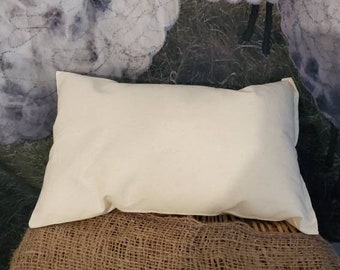 Organic Wool Travel Pillow - Chemical Free Cotton Cover, Lumbar Support
