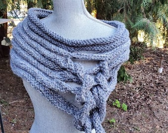 Outlander Hand Knitted Wrap, shawl, acrylic yarn and mohair siege shawl
