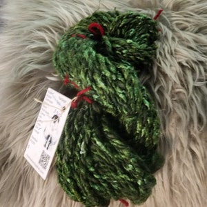 Art yarn/ Thick & Thin/Hand Spun/ Hand dyed wool silk and wool