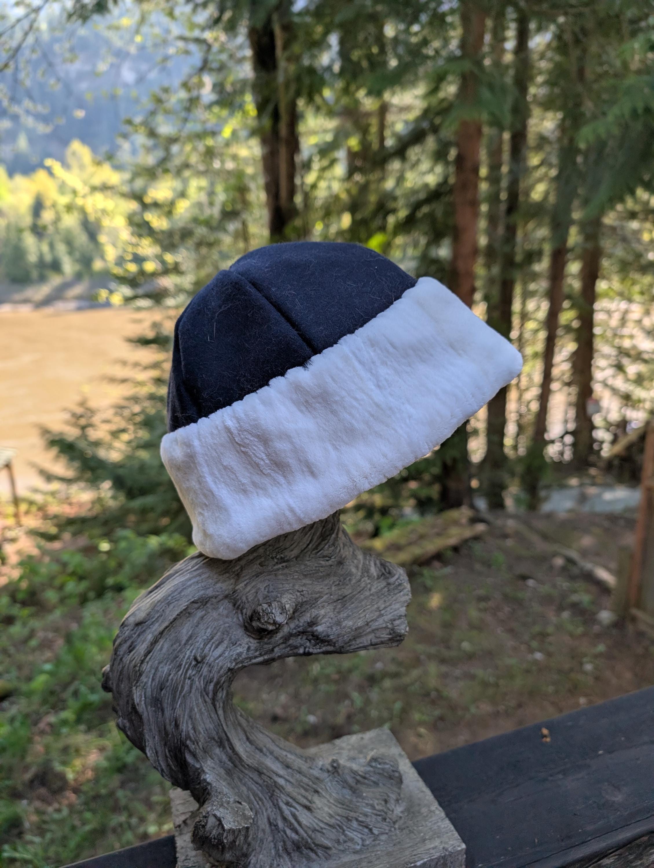 1930-40\'S Vintage Aurore Mink Fur Trimmed Velvet Blue Hat Made In France Vintage Blue Fur Hat - Etsy main image 2