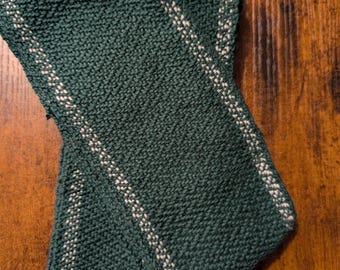 Hand Woven Cotton Leg Wraps, green and black Herringbone, Viking Winingas