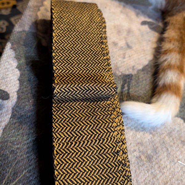 Hand Woven Cotton Leg Wraps, Gold Black Herringbone, Viking Winingas