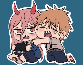 Power and Denji chibi sticker