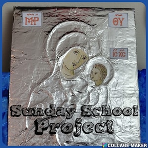 Proyecto de Escuela Dominical para Niños con Icono Plateado, manualidad con textura de papel de aluminio y cartón, ideal para la educación ortodoxa, PDF (solo descarga digital)