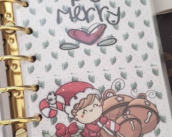 Planner rings pocket//sticker pocket//Christmas elf