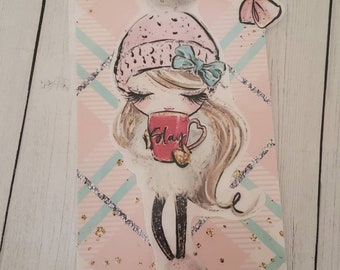 Winter girl Hobonichi weeks//printpressionweeks//TN//sticker pocket//envelope//insert//pencil board