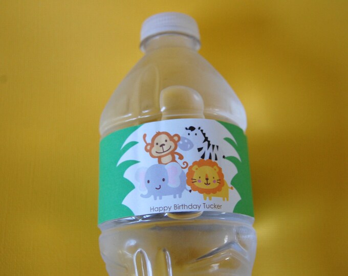 Safari Animal Water Bottle Labels Etsy
