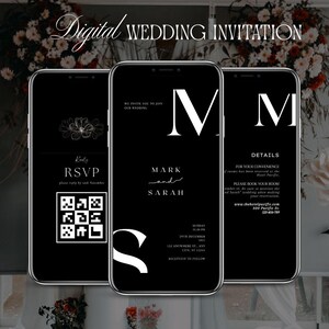 Minimalist Black Electronic Wedding Invitation: Editable Video Digital Invite (Timeless Theme, Canva Template) image 2