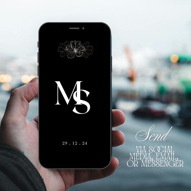 Minimalist Black Electronic Wedding Invitation: Editable Video Digital Invite (Timeless Theme, Canva Template) image 5