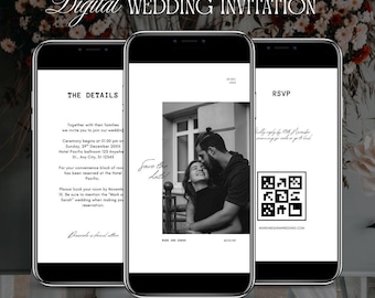 Minimalist Wedding Video Invitation: Editable Canva Template (Instant Download)