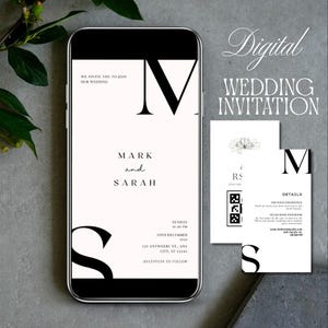 Digital wedding Invitation with RSVP, DIY Template Design, Wedding Video Invitation, instant download, Wedding Electronic Invite WWI01