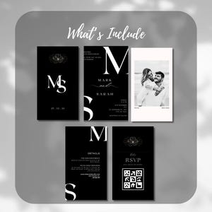 Minimalist Black Electronic Wedding Invitation: Editable Video Digital Invite (Timeless Theme, Canva Template) image 8