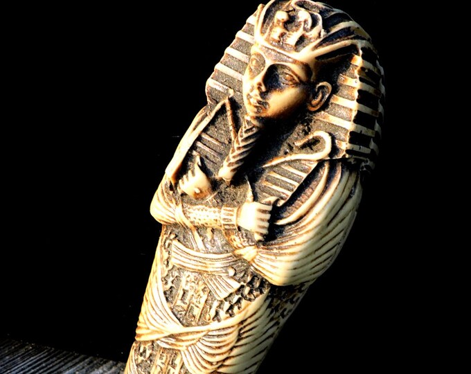 Vintage Tutankhamen Egyptian Mummy Bas Relief Statue Etsy