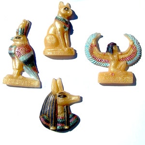 Isis Anubis Bastet and Horus Gold Satues Hand Painted Egyptian Gods and Goddesses Vegan Soap Set