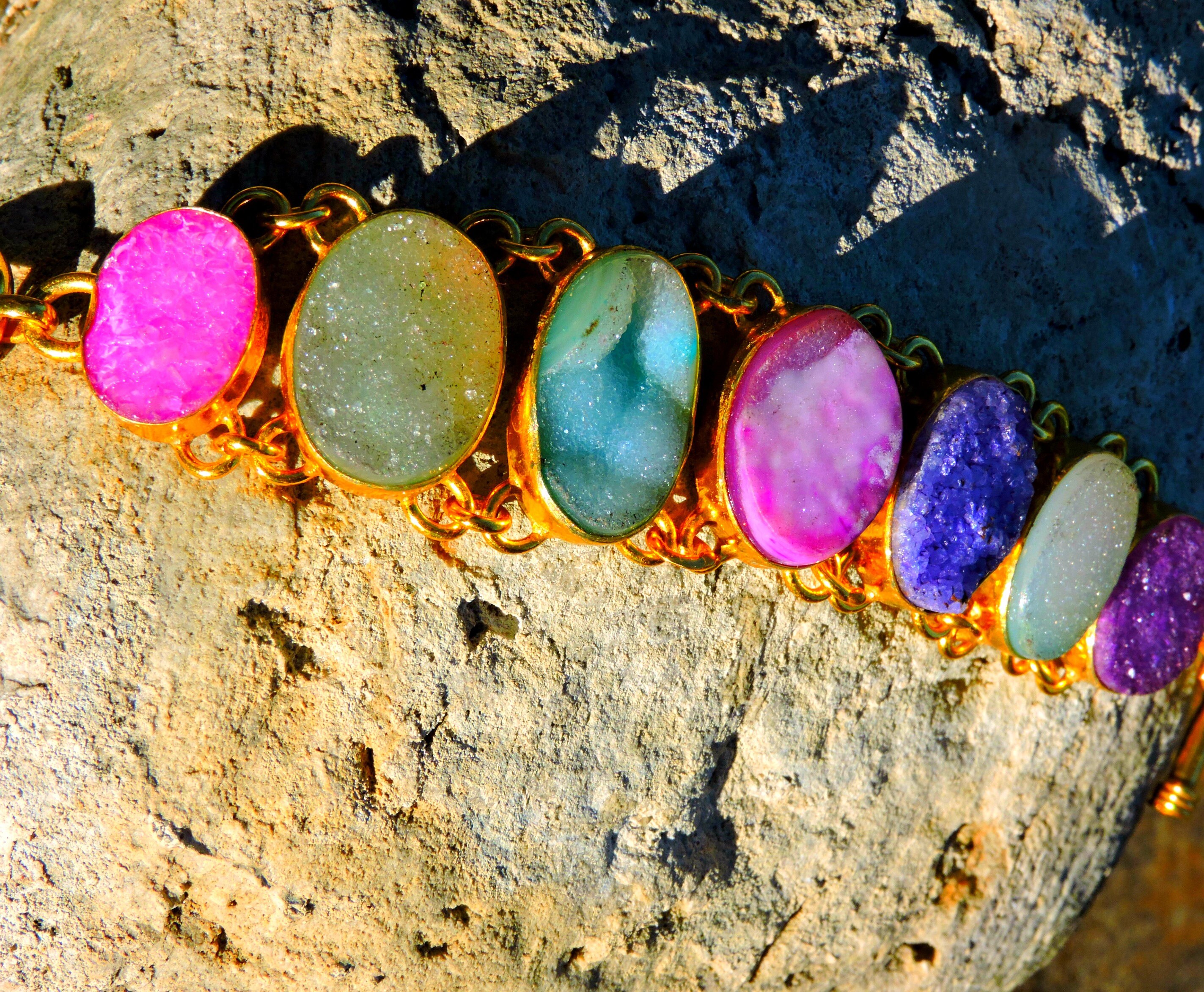 Couture Cotton Candy Colored Gemstone Druzy Gold Vermeil Etsy