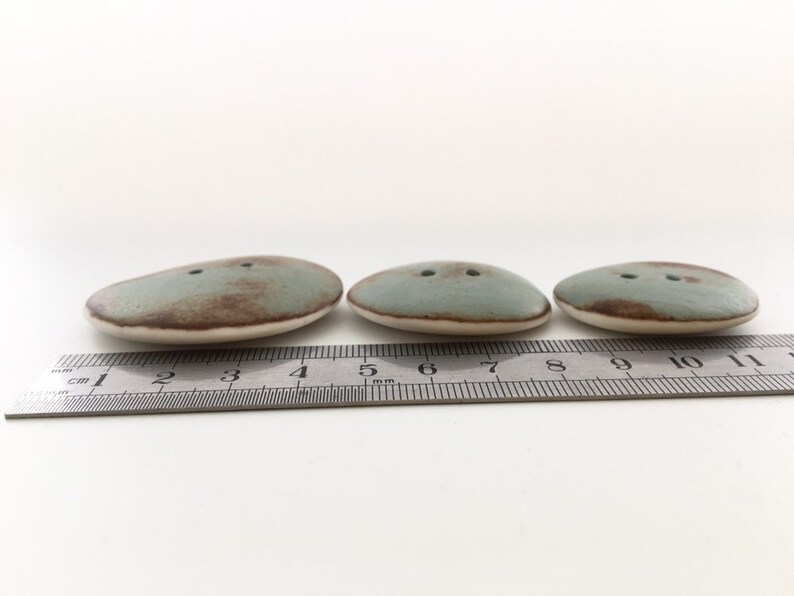 3 Big Rusty Duck-Egg Blue Buttons porcelain buttons