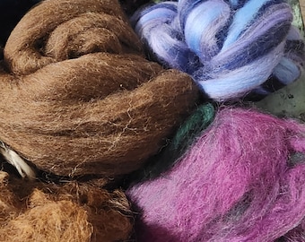 Spinning Felting Wool Aplaca Silk Fiber Grab bag