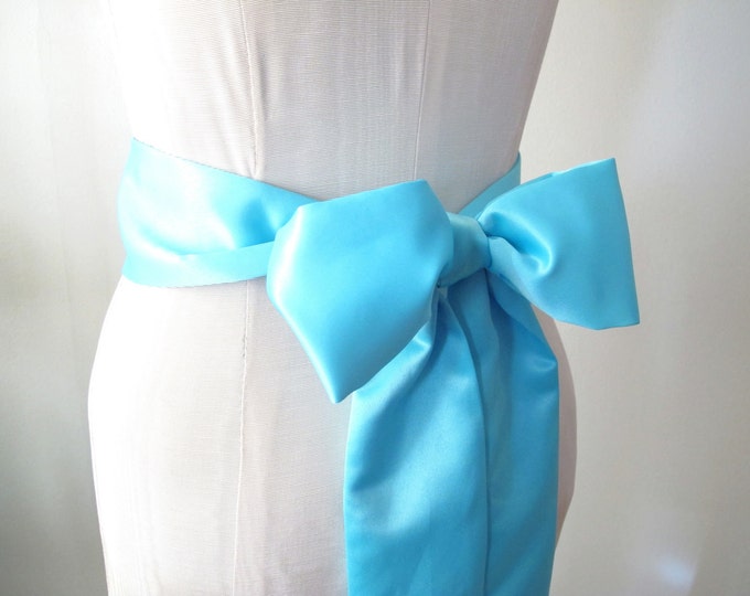 Tiffany Blue Wedding Sash Satin Sash Bow Belt by Ccdoodle on Etsy Made ...
