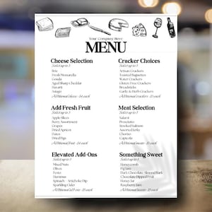 Editable Charcuterie Pricelist Template | Mobile Charcuterie Business Menu | Canva Digital Download
