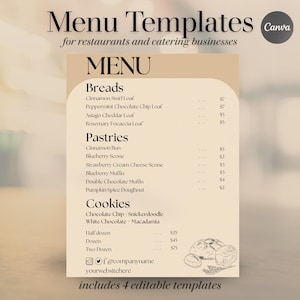 Cottage Bakery Menu Template | Canva Price List Flyer (Digital Download)
