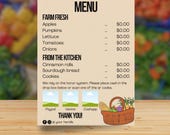 Farmer's Market Sign: Printable Farm Stand Menu (Canva, Digital Download)