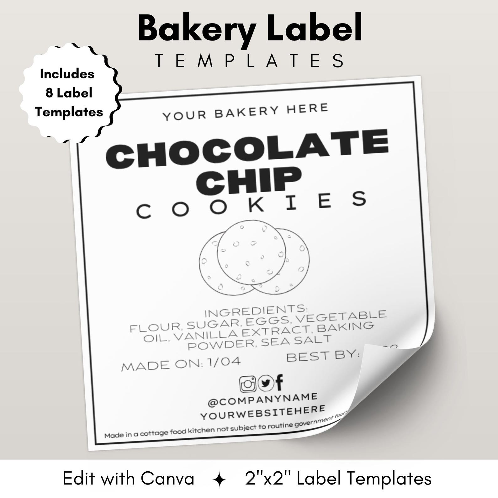 Editable Bakery Label Bundle | Cottage Food Stickers | Baking Business ...