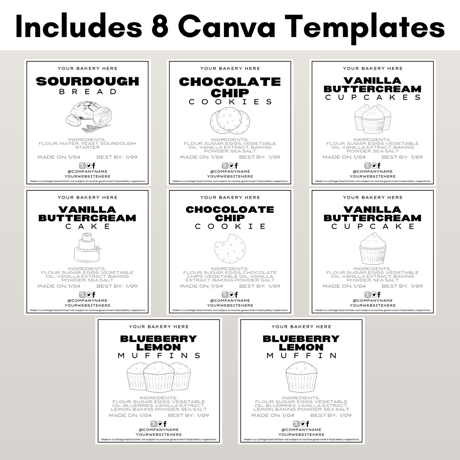 Editable Bakery Label Bundle | Cottage Food Stickers | Baking Business ...