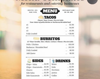 Taco Truck Menu Template: Editable Canva Restaurant Flyer (PDF Download)