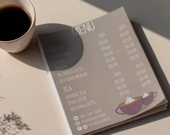 Coffee Shop Template Bundle | Cafe Menu, Business Card & More (Canva, DIgital Download)