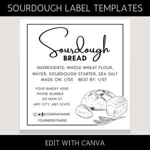 Etiqueta editable para masa madre / Plantilla de Canva con temática cottagecore / Descarga digital para negocios de comida casera / Etiqueta para productos horneados / Pegatina para galletas y pasteles