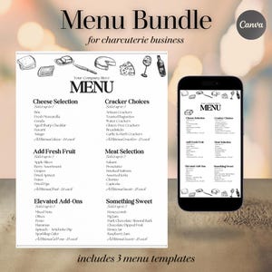 Charcuterie Pricelist Template Bundle | Mobile Charcuterie Business Menu | Canva Digital Download