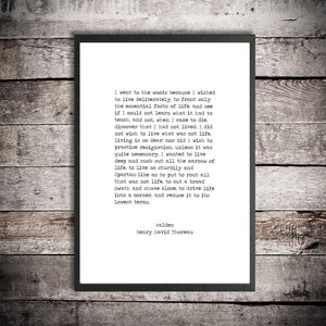 Henry David Thoreau Hand Typed Printable Quote &#39;Walden - I Went to the Woods&#39; Instant Download Digital Poster Print Dead Poets Society