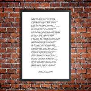 William Shakespeare Instant Download Printable Quote 'Hamlet' Digital Poster Literature Gift 'To Be Or Not To Be' Print Minimalist Poster