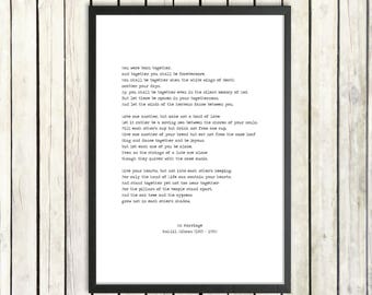 Kahlil Gibran Printable Love poem 'On Marriage' Instant Download 'The Prophet' Newlywed Gift Wisdom Print Wedding Poem Minimalist Poster