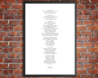 Roy Croft Printable Love Poetry 'I Love You' Instant Download Romantic Gift Love Poster Typed Instant Gift Typewriter Font Gift for Lovers