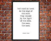 Edward Lear Printable Download 'The Light Of The Moon' Typed Instant Digital Poster Nursery Decor Typography Moon Print Owl And Pussycat Art