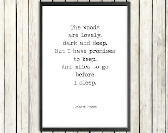 Robert Frost Printable Poem Quote 'Miles To Go Before I Sleep' Instant Poetry Download Vintage Typewriter Poster Promises To Keep Poem Print