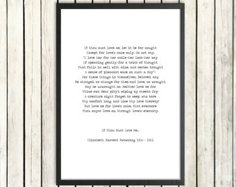 Elizabeth Browning Printable Poem 'If Thou Must Love Me' Digital Download Romantic Poster Hand Typed Sonnet 14 Typewriter Print Love Poem