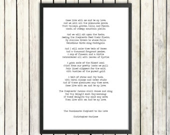 Printable Love Poem 'Be My Love' Christopher Marlowe Instant Download Poetry Print Hand Typed Romantic Gift Literary Poster Instant Poetry