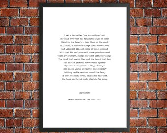 Percy Shelley 'Ozymandias' Instant Printable Poetry Poster Digital Download Literature Gift Breaking Bad Print Walter White Quote Heisenberg