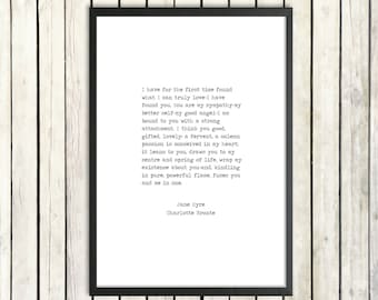 Jane Eyre Printable Quote 'I have found you' Charlotte Bronte Instant Download Love Quote Literature Poster Romantic Gift Hand Typed Print