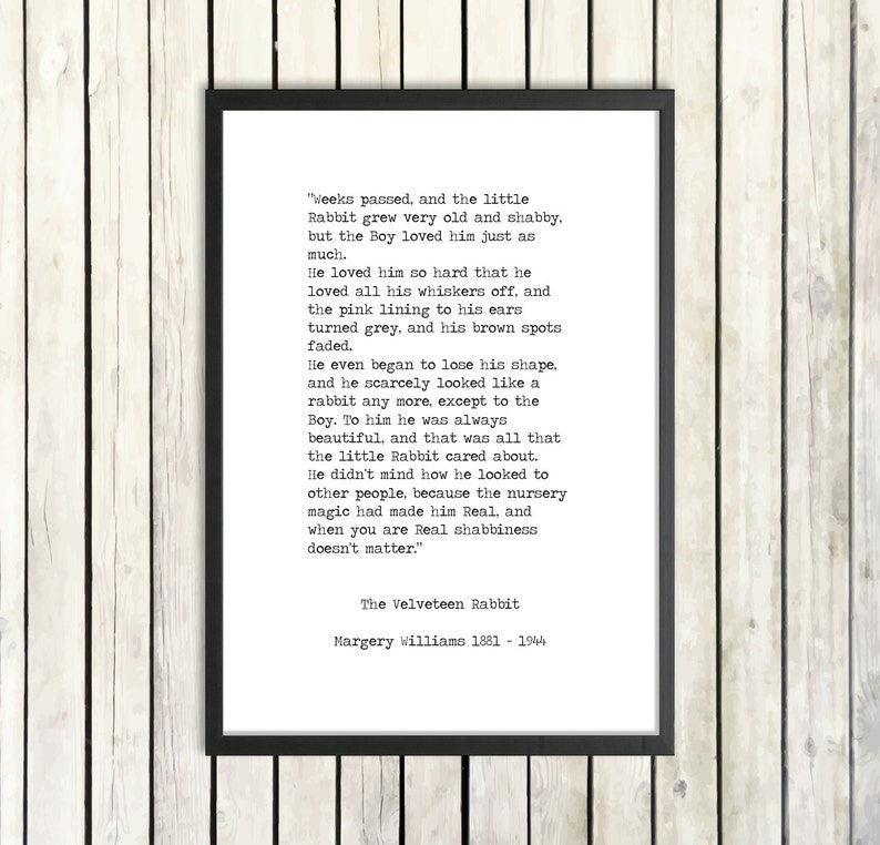 the velveteen rabbit printable quote shabbiness etsy