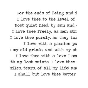 Printable Love Poem 'How do I Love Thee?' Elizabeth Browning Instant Download Romantic Poster Instant Poetry Print Hand Typed Love Sonnet 43 image 4