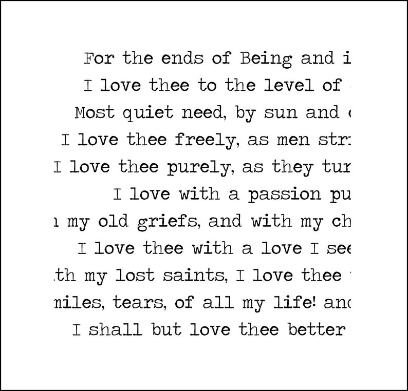 Printable Love Poem 'how Do I Love Thee' Elizabeth Browning Instant Download Romantic Poster